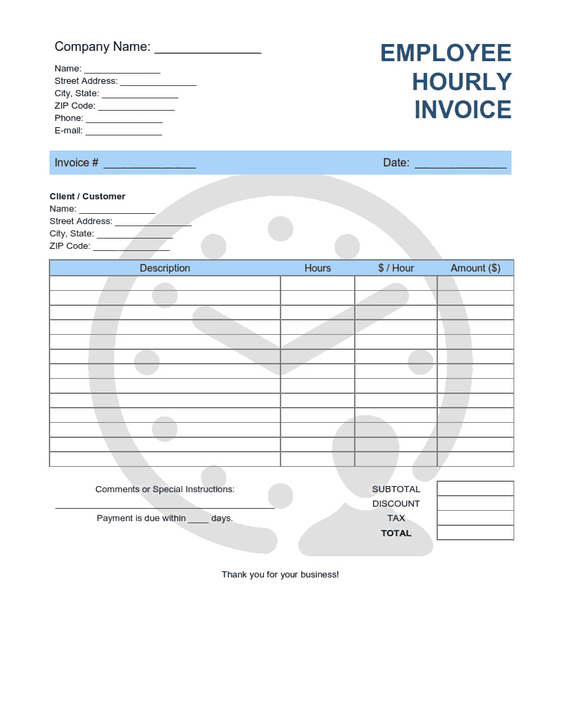 Free Download PDF Books, Employee Hourly Invoice Template Word | Excel | PDF