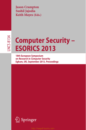 Free Download PDF Books, Computer Security ESORICS 2013 – 18th European Symposium on Research in Computer Security
