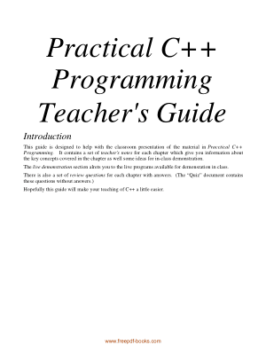 Free Download PDF Books, Practical C++ Programming Teacher Guide