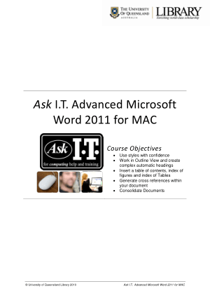 Free Download PDF Books, Advanced Microsoft Word 2011 For Mac