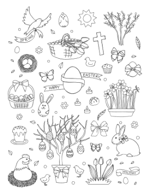 Free Download PDF Books, Easter Collection Of Images Coloring Template