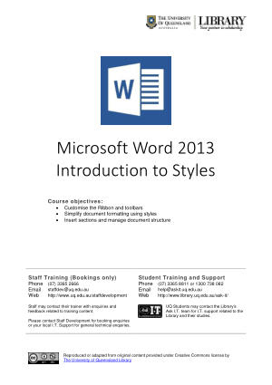 Free Download PDF Books, Microsoft Word 2013 Introduction To Styles