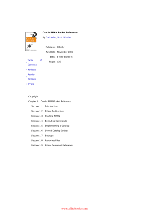 Free Download PDF Books, Oracle RMAN Pocket Reference – FreePdfBook