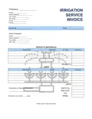 Free Download PDF Books, Irrigation Service Invoice Template Word | Excel | PDF