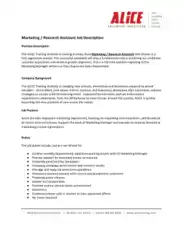 Free Download PDF Books, Market Research Assistant Job Description Template