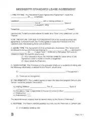 Free Download PDF Books, Mississippi Standard Lease Agreement Form Template