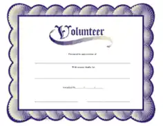 Free Download PDF Books, Volunteer Service Award Certificate Free Template