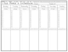 Free Download PDF Books, Weekly Chore Chart Schedule Template