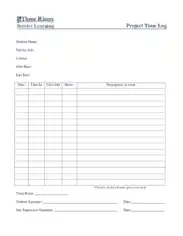 Free Download PDF Books, Project Time Log Sheet Template