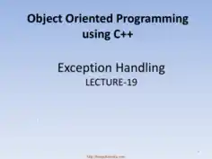 Free Download PDF Books, Object Oriented Programming Using C++ Exception Handling – C++ Lecture 19