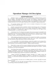 Free Download PDF Books, Operation Manager Responsibility Job Description Template