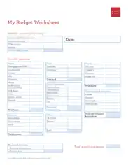 Free Download PDF Books, My Budget Worksheet Template