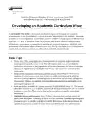 Free Download PDF Books, Developing an Academic Curriculum Vitae CV Template