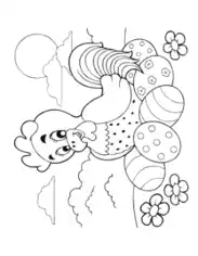 Free Download PDF Books, Easter Egg Chicken Patterned Eggs Flowers Coloring Template
