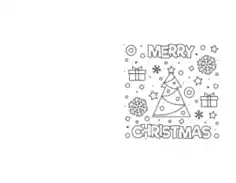Free Download PDF Books, Christmas Cards Merry Tree Gifts Snowflakes Coloring Template