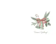 Free Download PDF Books, Christmas Cards Seasons Greetings Holly Fir Bell Coloring Template