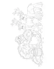 Free Download PDF Books, Santa Father Christmas Feeding Reindeer Hay Coloring Template