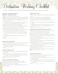 Free Download PDF Books, Destination Wedding Planning Checklist Template