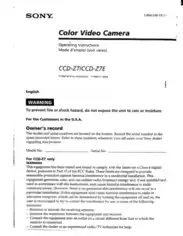 Free Download PDF Books, SONY Video Camera Recorder CCD-Z7 Operating Instructions
