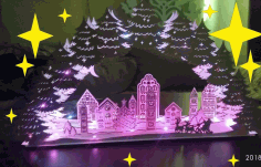 Christmas Night Light Decor Christmas Village Lamp Cdr Vector File, Free Vectors File