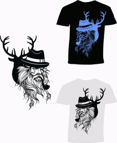 Ibex Hunter T-shirt Style Free Vector, Free Vectors File
