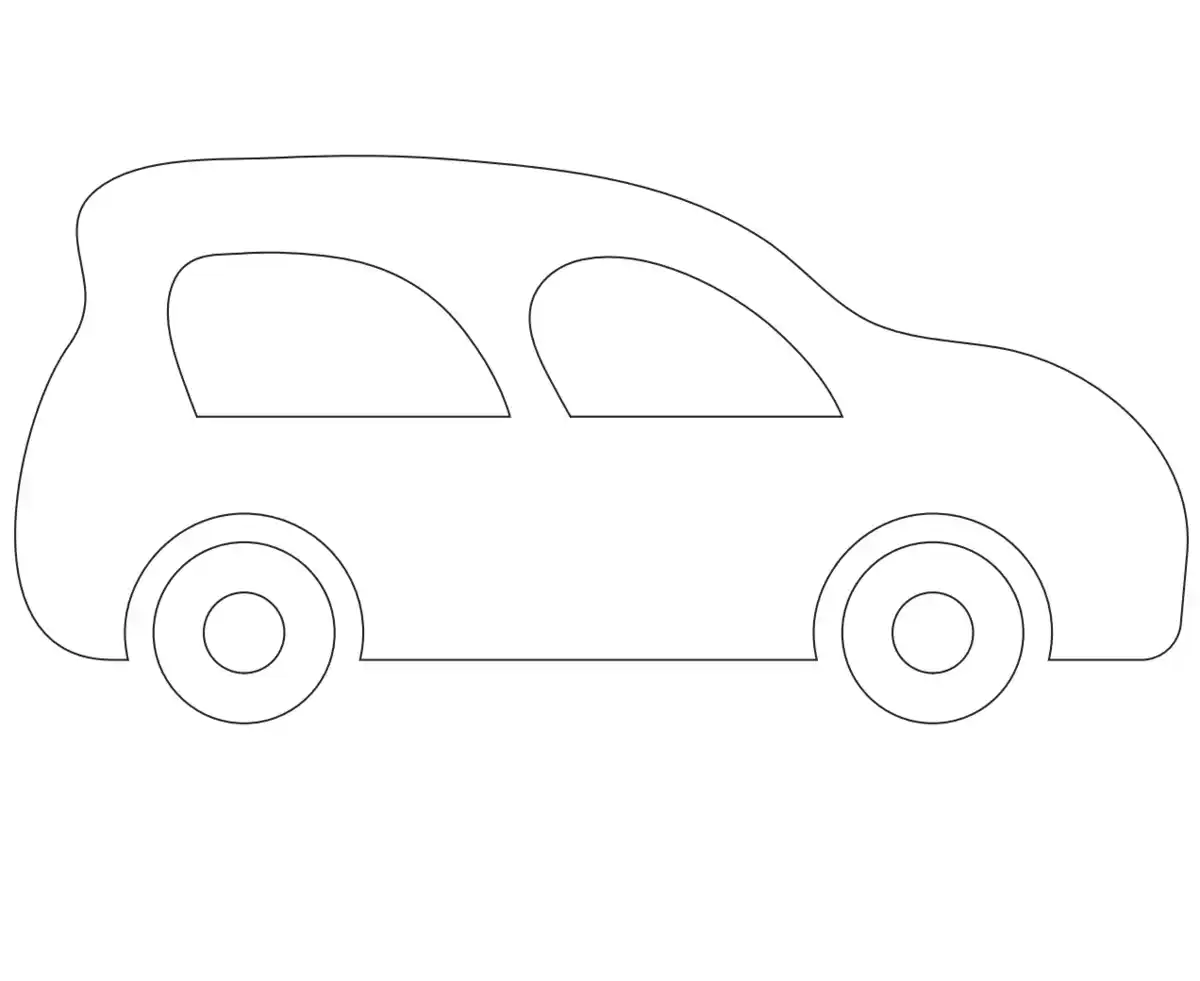 Free Coloring Pages PDF, Car Salon Icon Sign Flat Side View Sketch Coloring Pages Pdf