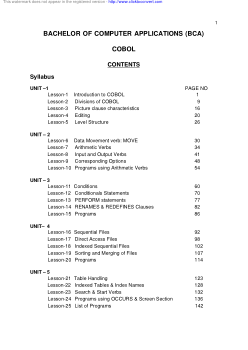 Free Download PDF Books, BACHELOR OF COMPUTER APPLICATIONS (BCA) COBOL PDF