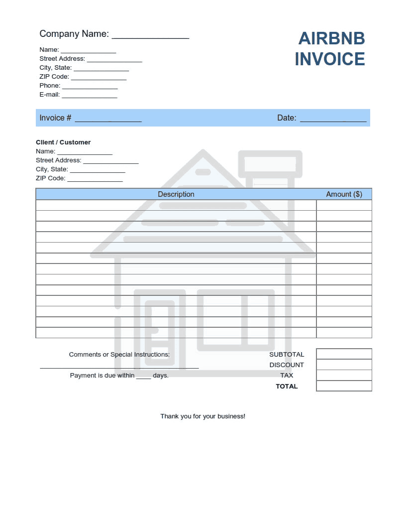 airbnb invoice pdf With House Cleaning Invoice Template Free