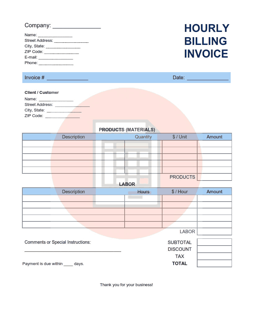 Free Download PDF Books, Hourly Billing Invoice Template Word | Excel | PDF