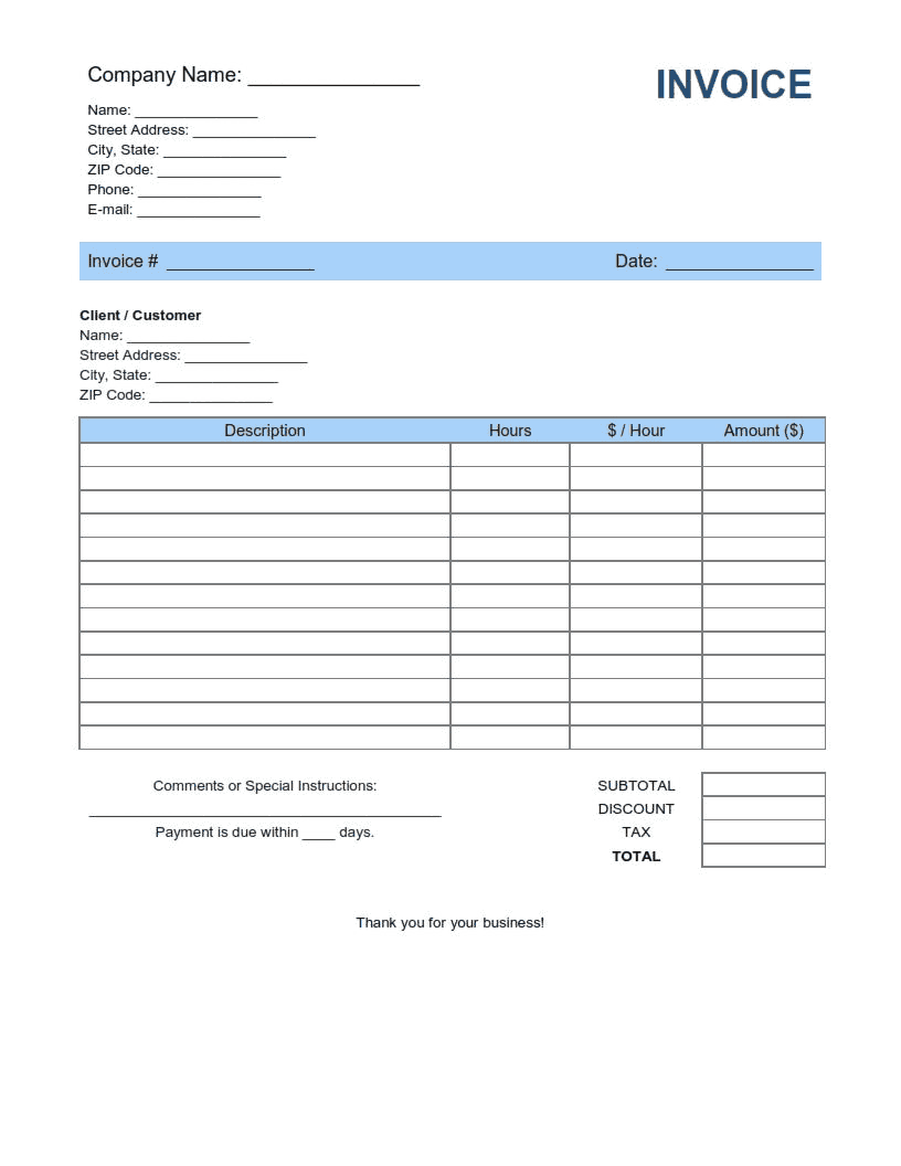 Labor Invoice Template Word  Excel  PDF Free Download  Free PDF Regarding Labor Invoice Template Word
