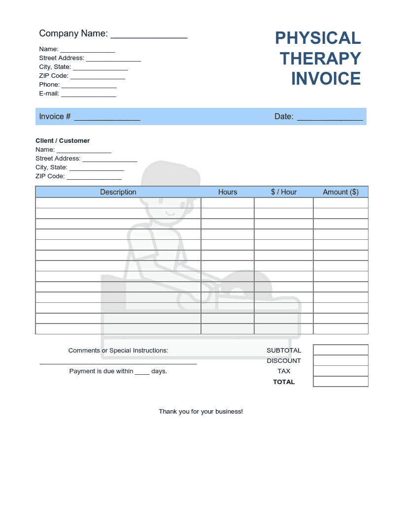 Therapy Receipt Template Editable