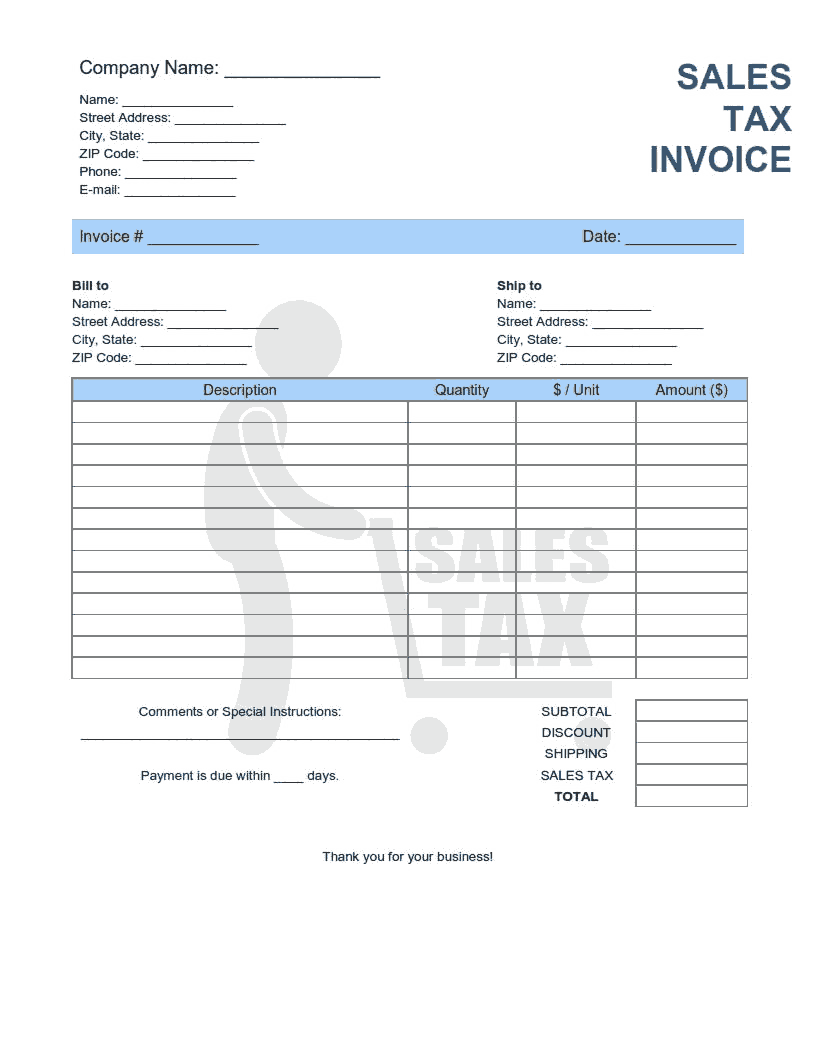 Sales Tax Invoice Template Word  Excel  PDF Free Download  Free Intended For Tax Invoice Template Doc
