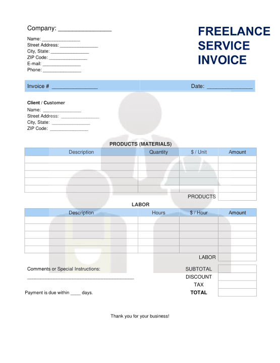 Free Download PDF Books, Freelance Service Invoice Template Word | Excel | PDF