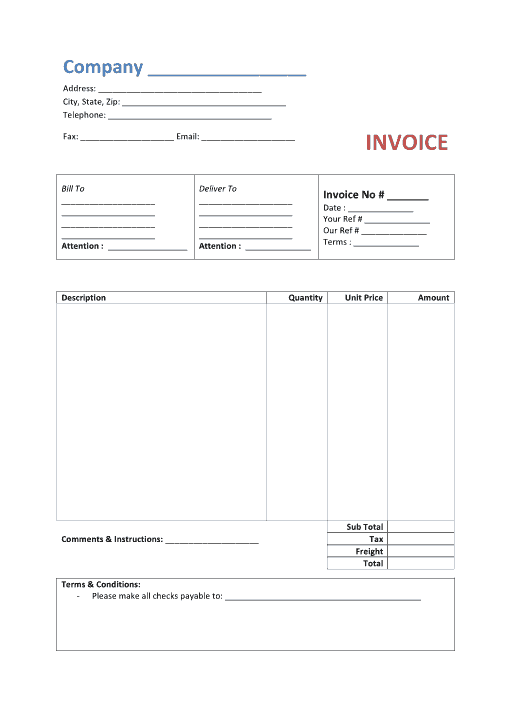 Free Download PDF Books, Simple Basic Invoice Template Word | Excel | PDF