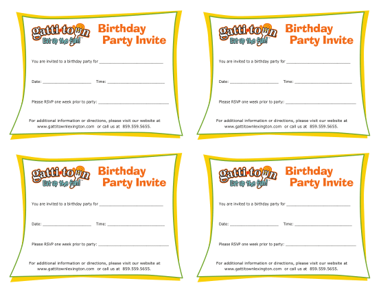Free Download PDF Books, Gatti Town Birthday Party Invitation Template Word | PDF