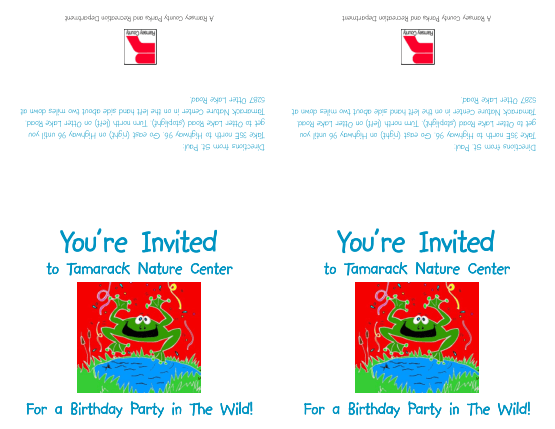 Free Download PDF Books, Tamarack Nature Center Birthday Party Invitation Template Word | PDF
