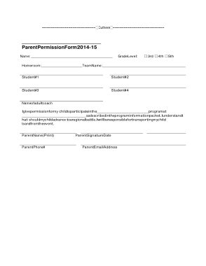Free Download PDF Books, Parent Permission Slip Template PDF Word Form 2014-15