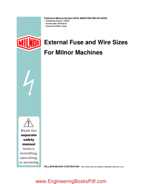 Free Download PDF Books, External Fuse and Wire Sizes For Milnor Machines