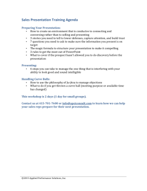 Free Download PDF Books, Sales Presentation Training Agenda Template