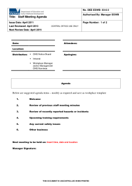Free Download PDF Books, Staff Meeting Agenda Template