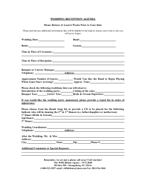 Free Download PDF Books, Wedding Reception Agenda Template