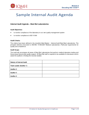 Free Download PDF Books, Internal Audit Agenda Sample Template