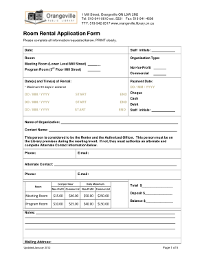 Free Download PDF Books, Room Rental Application Form Templates