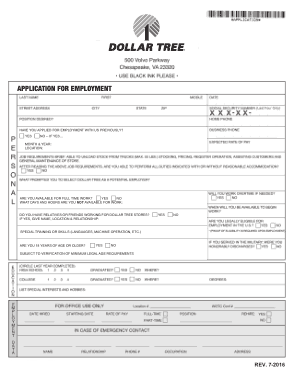 Free Download PDF Books, Simple Dollar Tree Application Form Template