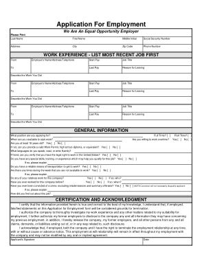 Free Download PDF Books, Generic Employment Application Form Template