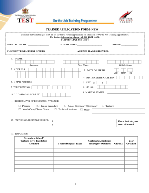 Free Download PDF Books, On Job Training Application Form Template