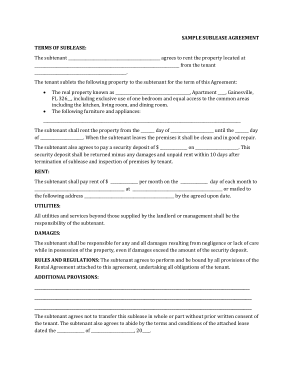 Free Download PDF Books, Sample Sublease Agreement Form Template