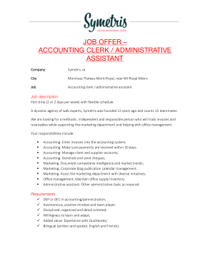 Free Download PDF Books, Accounting Clerk Assistant Job Description Template