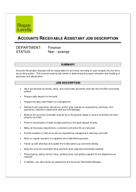 Free Download PDF Books, Accounting Receivable Assistant Job Description Template