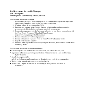 Free Download PDF Books, FAIR Accounts Receivable Manager Job Description Template